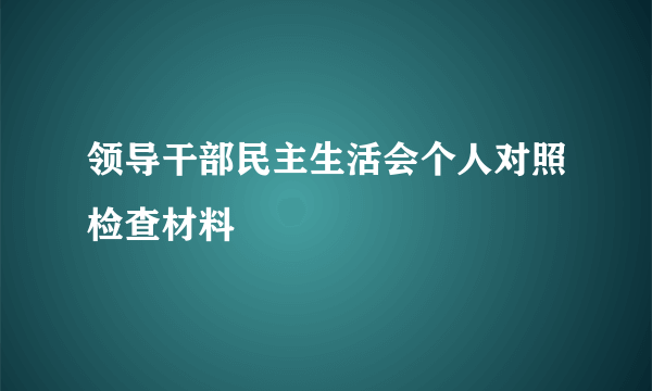 领导干部民主生活会个人对照检查材料