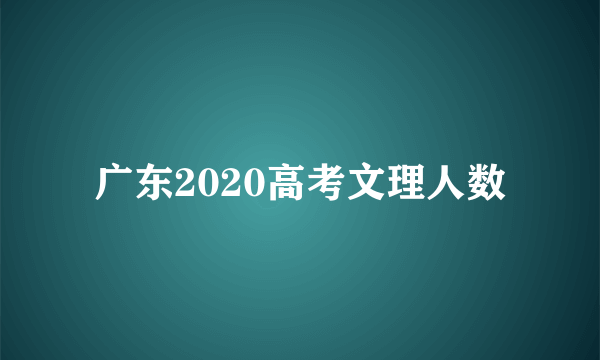 广东2020高考文理人数