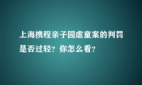 上海携程亲子园虐童案的判罚是否过轻？你怎么看？