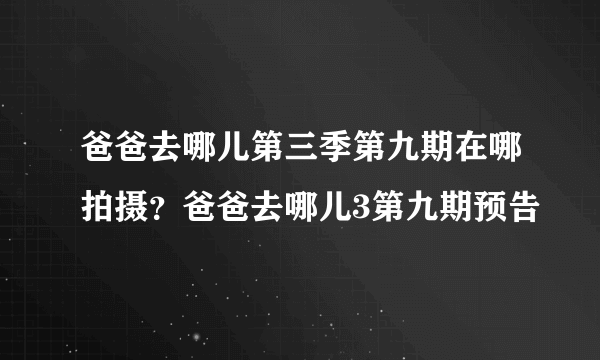 爸爸去哪儿第三季第九期在哪拍摄？爸爸去哪儿3第九期预告