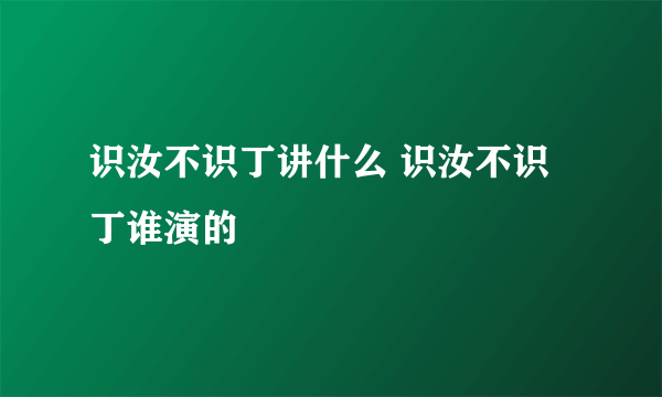 识汝不识丁讲什么 识汝不识丁谁演的