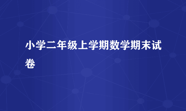 小学二年级上学期数学期末试卷