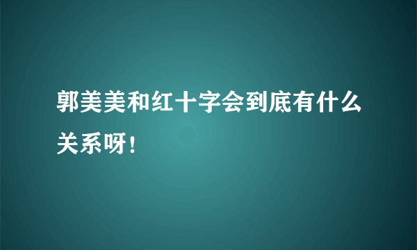 郭美美和红十字会到底有什么关系呀！