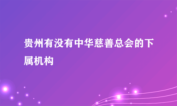 贵州有没有中华慈善总会的下属机构