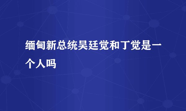 缅甸新总统吴廷觉和丁觉是一个人吗