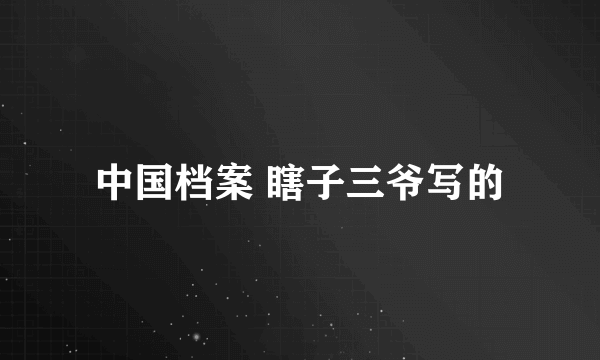 中国档案 瞎子三爷写的