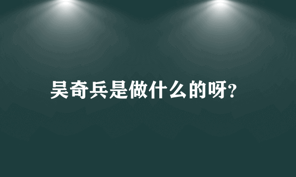 吴奇兵是做什么的呀？