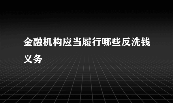 金融机构应当履行哪些反洗钱义务