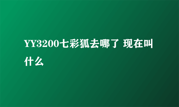 YY3200七彩狐去哪了 现在叫什么