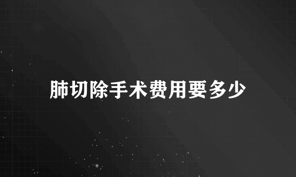 肺切除手术费用要多少