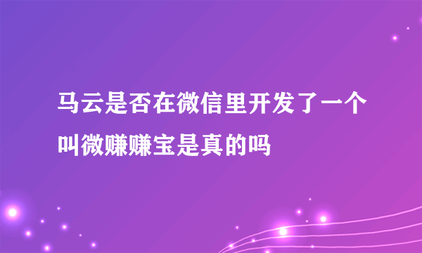 马云是否在微信里开发了一个叫微赚赚宝是真的吗