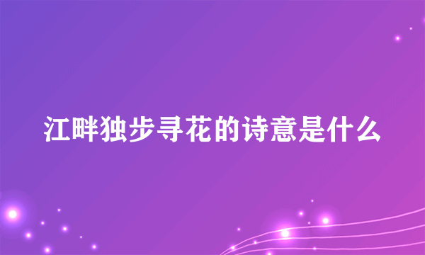 江畔独步寻花的诗意是什么