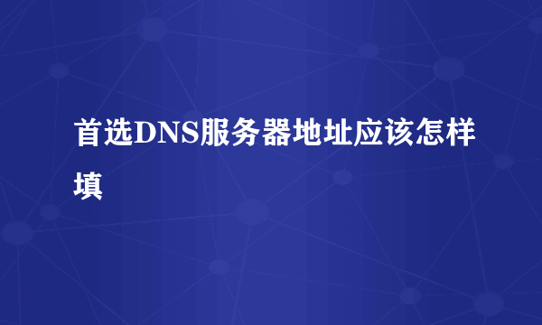 首选DNS服务器地址应该怎样填