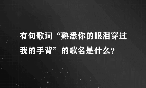 有句歌词“熟悉你的眼泪穿过我的手背”的歌名是什么？