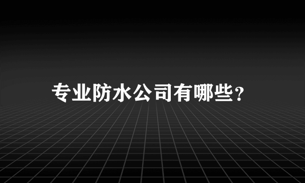 专业防水公司有哪些？