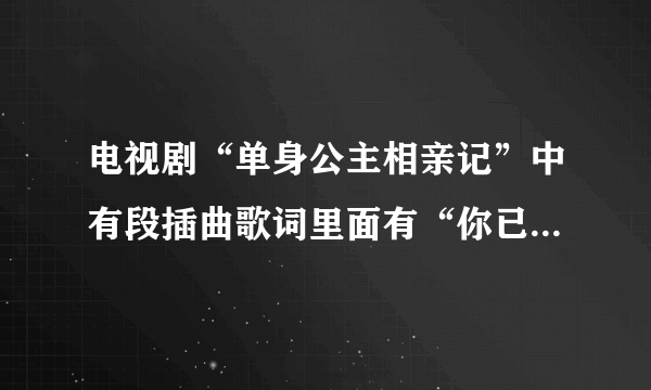 电视剧“单身公主相亲记”中有段插曲歌词里面有“你已经有了她的好”的这句。是个女的唱的 不是橘色气球这