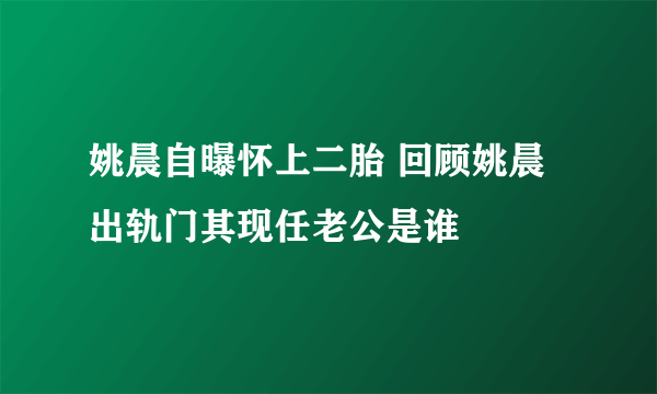 姚晨自曝怀上二胎 回顾姚晨出轨门其现任老公是谁