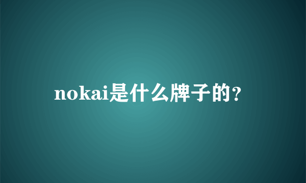 nokai是什么牌子的？