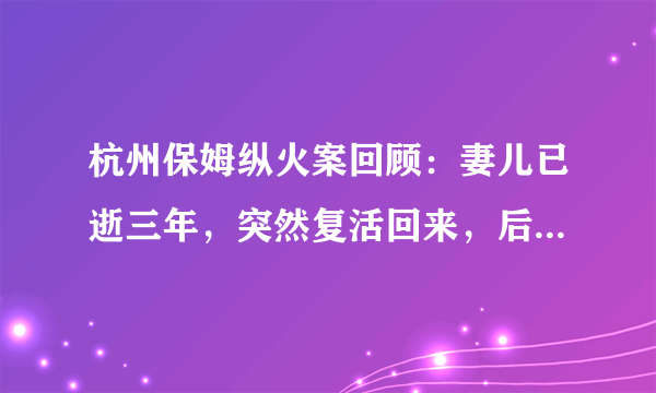 杭州保姆纵火案回顾：妻儿已逝三年，突然复活回来，后来怎样？