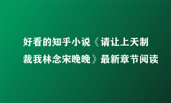 好看的知乎小说《请让上天制裁我林念宋晚晚》最新章节阅读