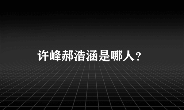 许峰郝浩涵是哪人？