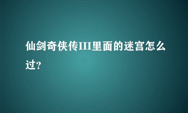 仙剑奇侠传III里面的迷宫怎么过？