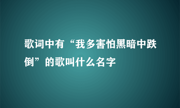 歌词中有“我多害怕黑暗中跌倒”的歌叫什么名字