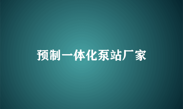 预制一体化泵站厂家