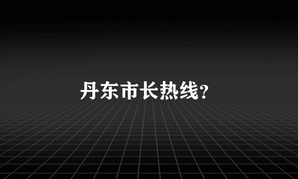 丹东市长热线？