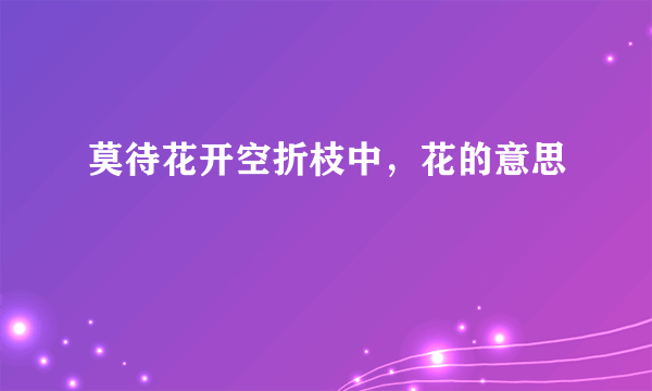 莫待花开空折枝中，花的意思