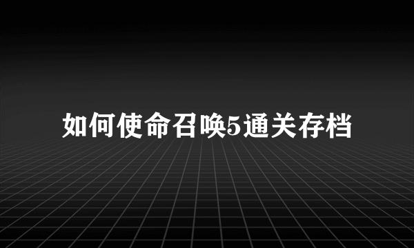 如何使命召唤5通关存档