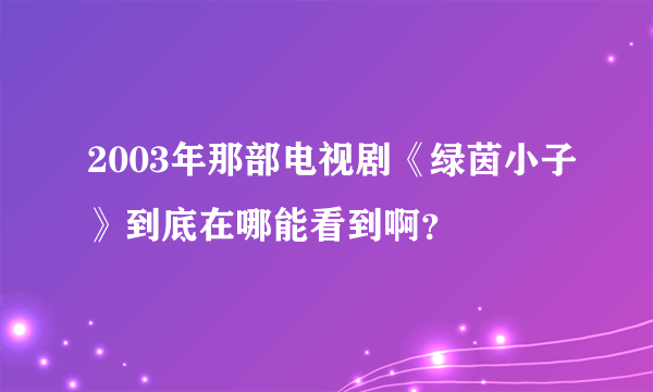 2003年那部电视剧《绿茵小子》到底在哪能看到啊？