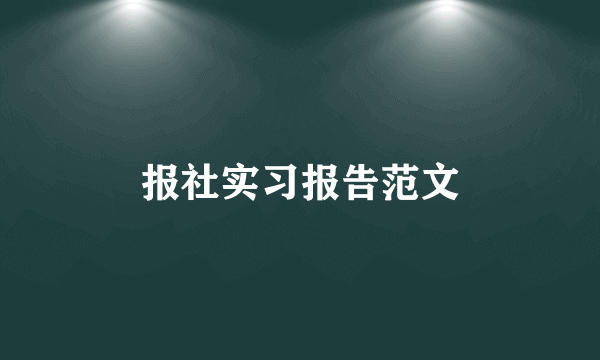 报社实习报告范文