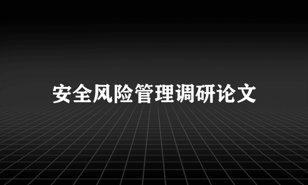 安全风险管理调研论文