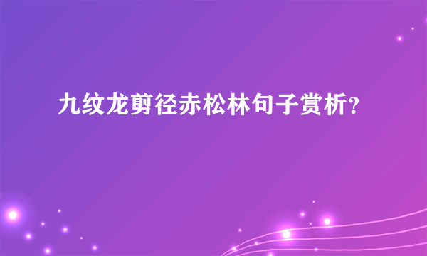 九纹龙剪径赤松林句子赏析？