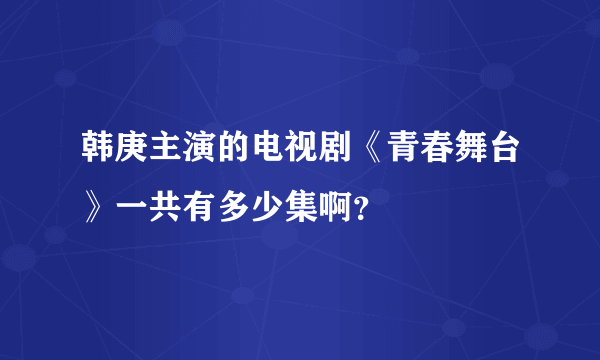 韩庚主演的电视剧《青春舞台》一共有多少集啊？