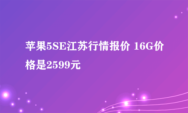 苹果5SE江苏行情报价 16G价格是2599元