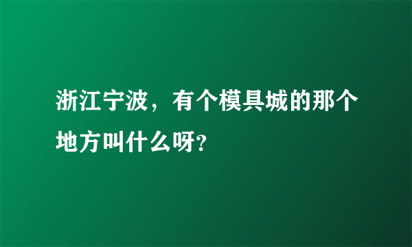 浙江宁波，有个模具城的那个地方叫什么呀？