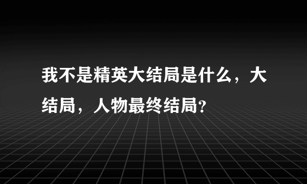 我不是精英大结局是什么，大结局，人物最终结局？