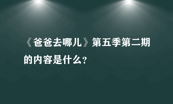 《爸爸去哪儿》第五季第二期的内容是什么？