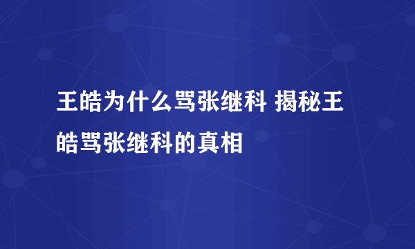 王皓为什么骂张继科 揭秘王皓骂张继科的真相