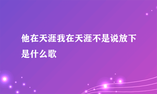 他在天涯我在天涯不是说放下是什么歌