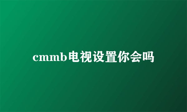 cmmb电视设置你会吗