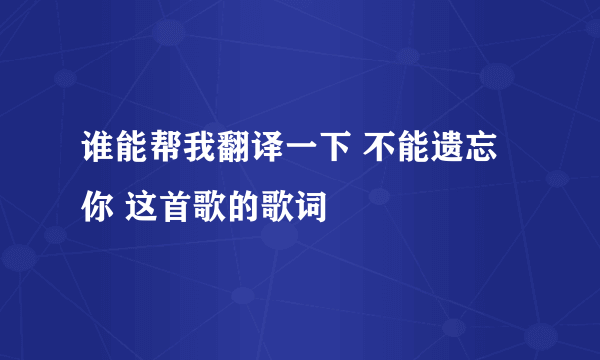 谁能帮我翻译一下 不能遗忘你 这首歌的歌词