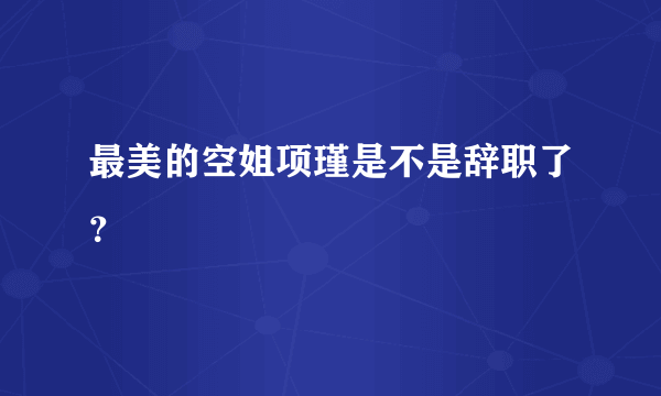 最美的空姐项瑾是不是辞职了？