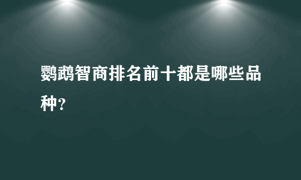 鹦鹉智商排名前十都是哪些品种？