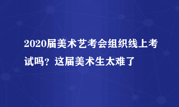 2020届美术艺考会组织线上考试吗？这届美术生太难了