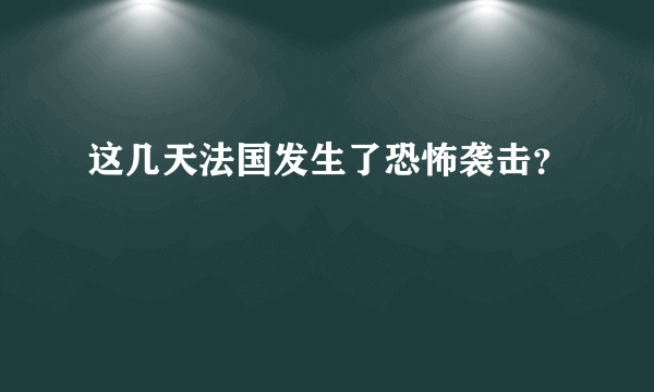 这几天法国发生了恐怖袭击？