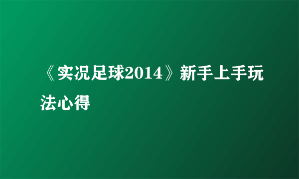 《实况足球2014》新手上手玩法心得