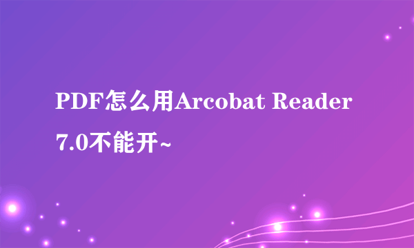 PDF怎么用Arcobat Reader 7.0不能开~